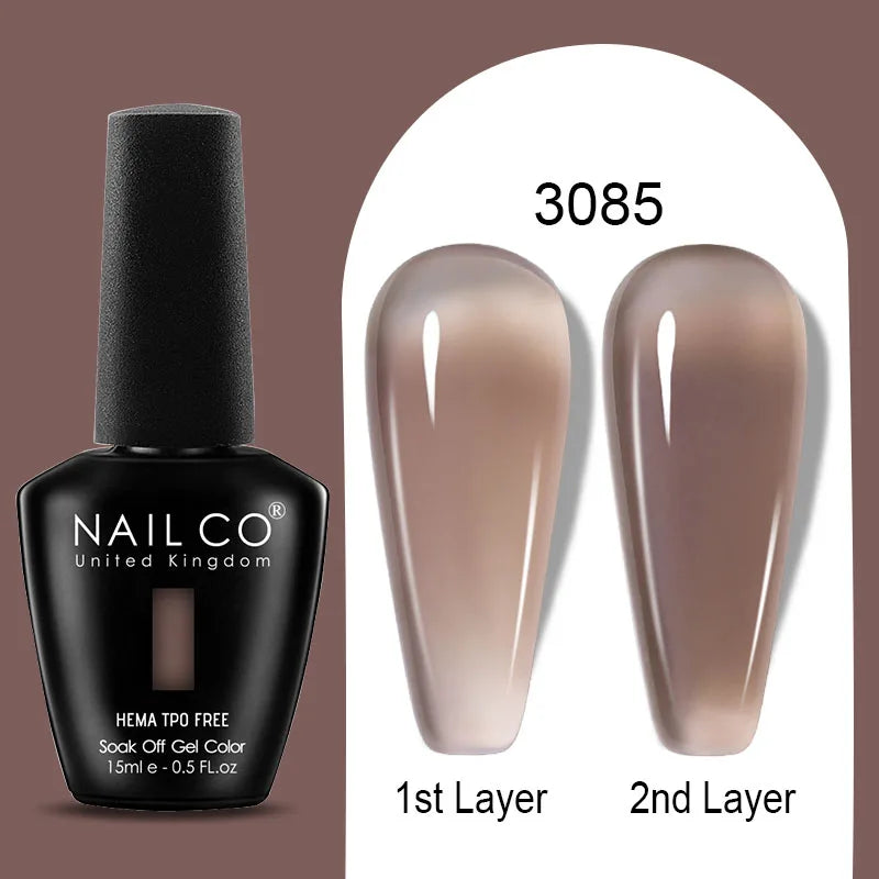 Nailco Jelly Gel Nail Polish Transparent Varnishes 44 Colors Red Pink Qme
