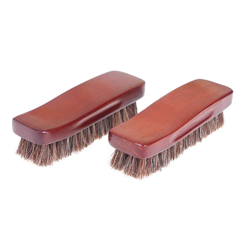 ^1pc Horsehair Wooden Brush Car Detailing Polishing Buffing Brush Soft Horsehair Leather Brush Multifunctional Cleaning Tools Qme
