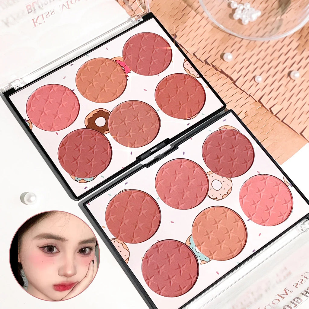 Natural Makeup 6-color Blush Palette Sweet Charm Light Shades Qme