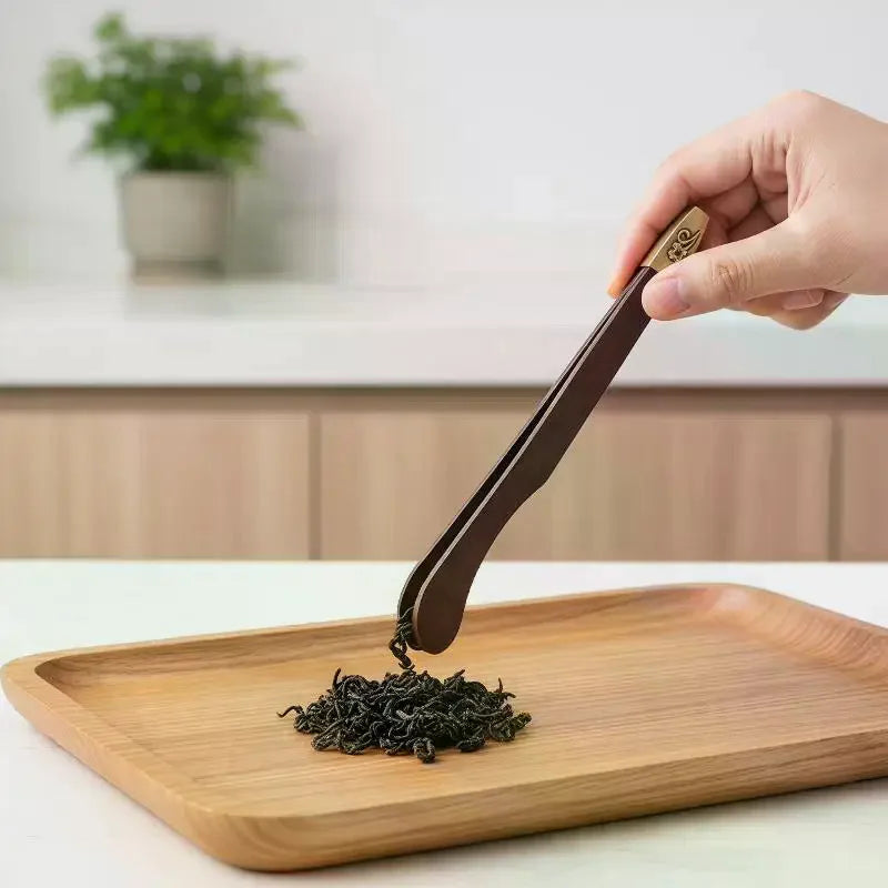 Teacup Clip Convenient Ebony Alloy Tea Tweezers Tweezer Bamboo Wooden Qme