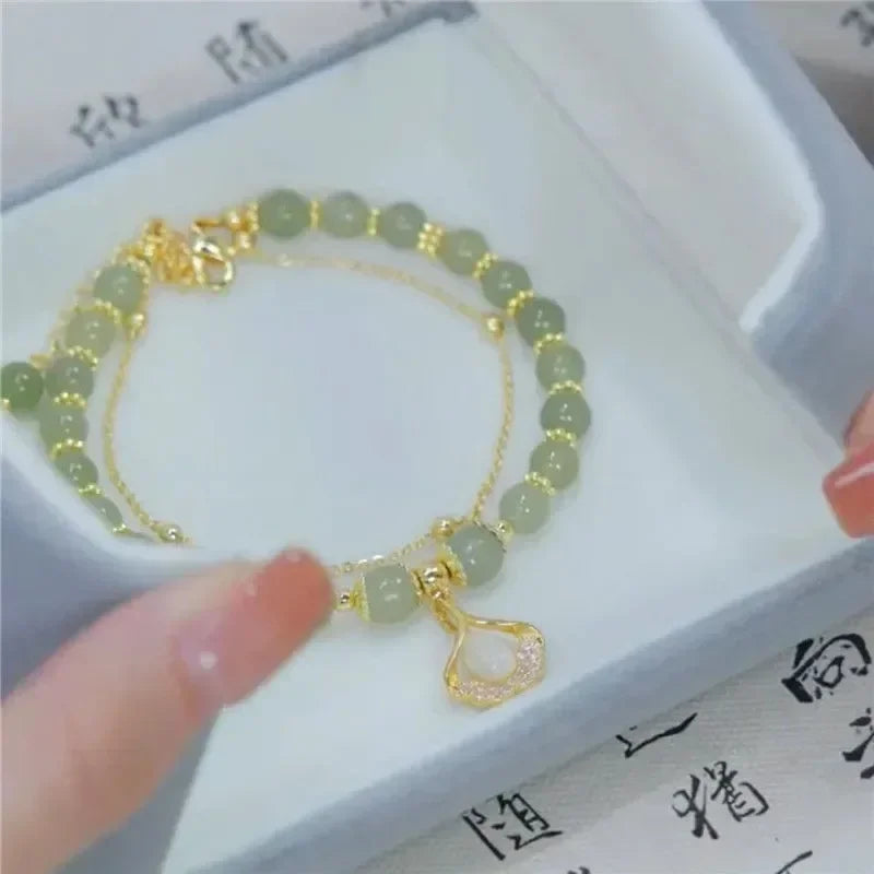 Fashion Creative Lucky Natural Hotan Jade Bracelet Vintage Light Luxury Handmade Jewelry Bracelet Chinese Style Jewelry Gift Qme 6