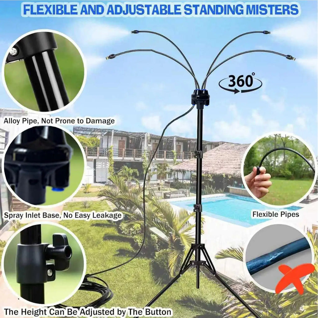 Standing Mister Portable Standing Adjustable Height Sprinkler Patio Misting System for Backyard Yard Garden Park Summer Spring Qme