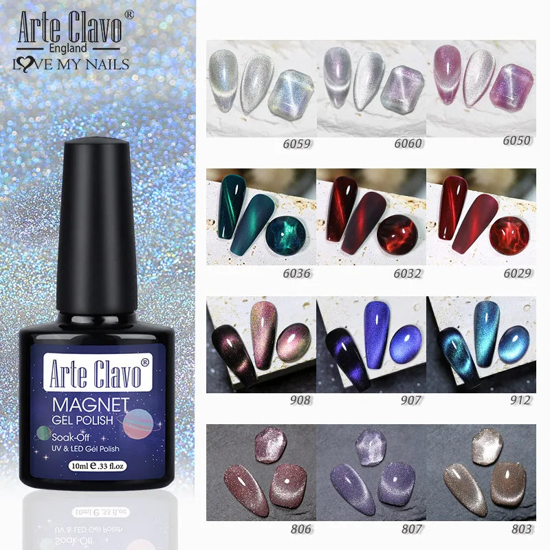 Arte Clavo Auroras Cat Eye Magnetic Gel Unicorn Shining Transparent Qme