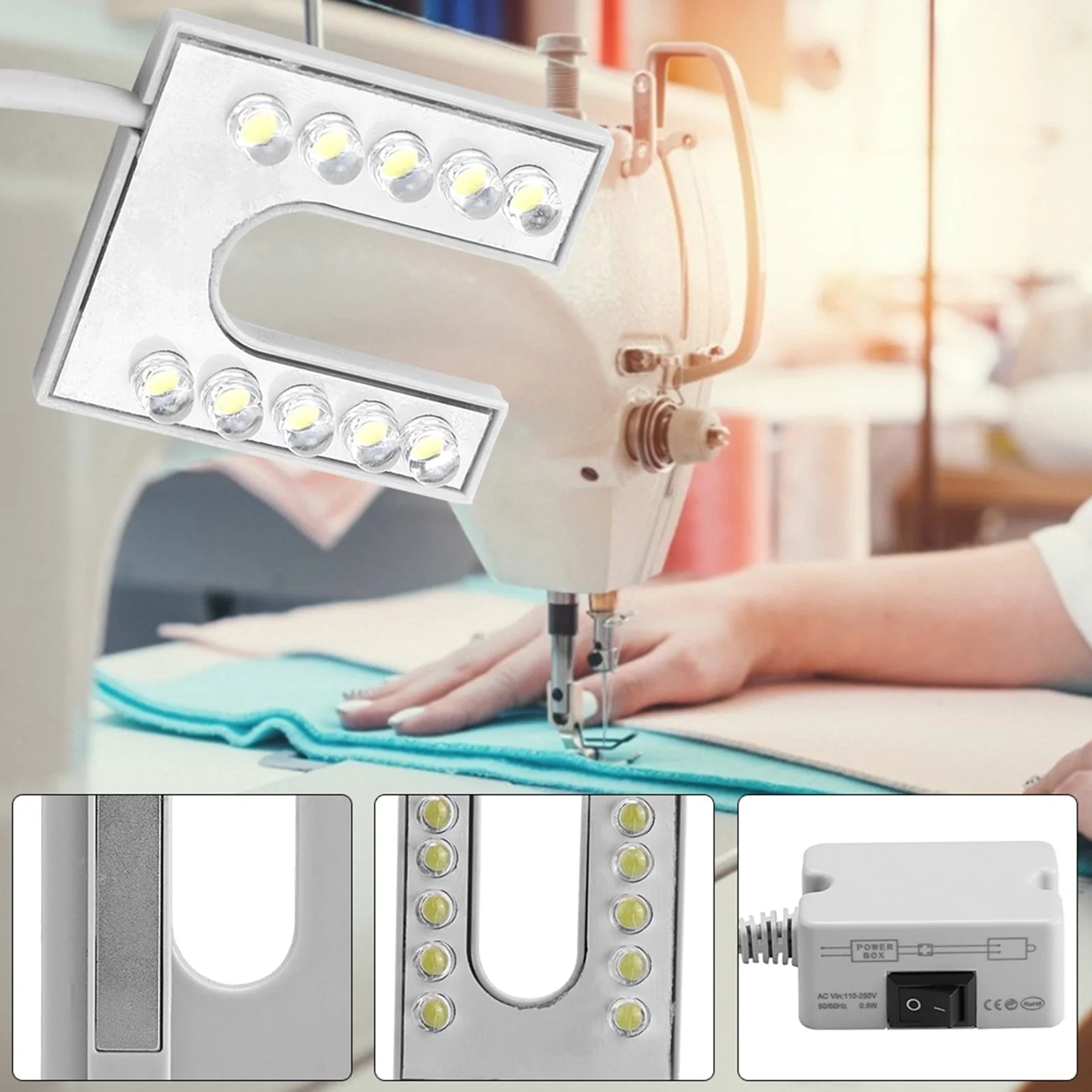 Sewing Machine LED Lamp LED Light Flexible Gooseneck Lamp with Magnetic Base for Sewing Machine Working Gooseneck Lamp Qme