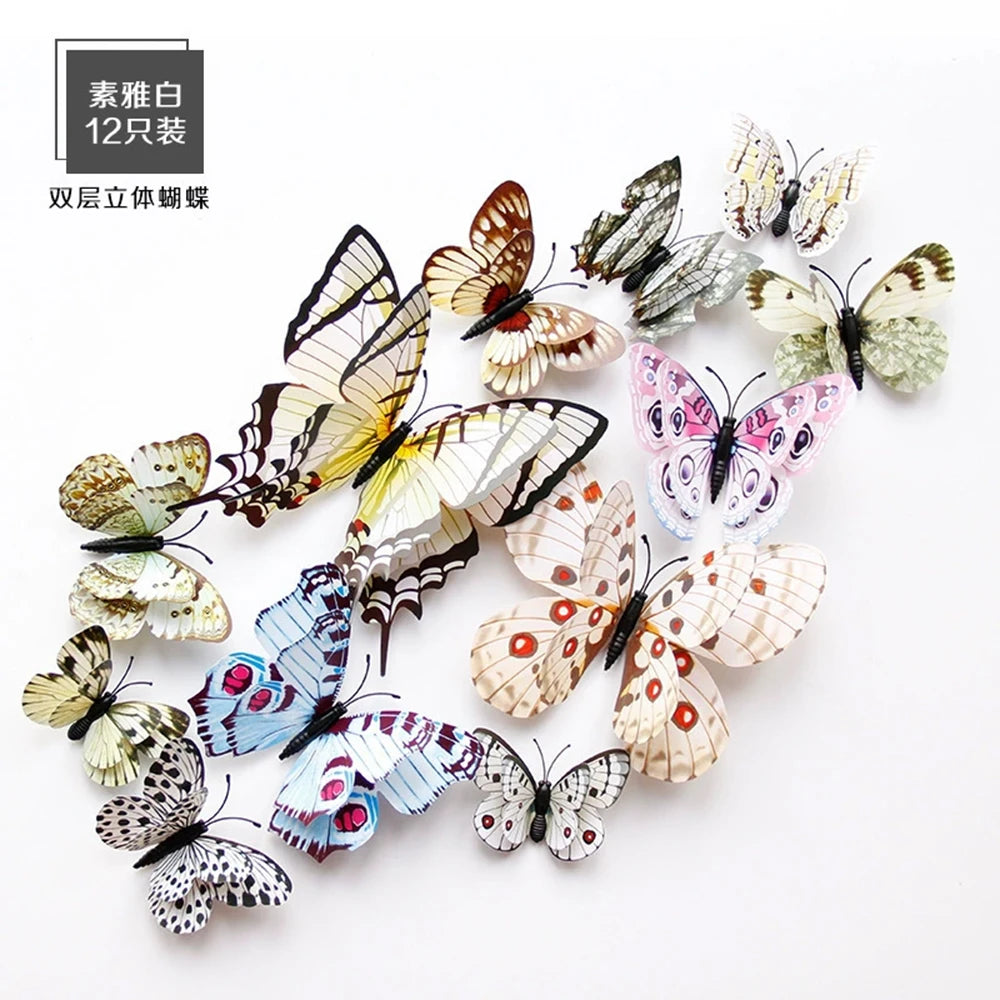 3D Butterfly Wall Stickers Decor Butterflies for Wedding Decoration Magnet Fridge Decals Decoration Sticker Pvc Color Sticker Qme Elegant white