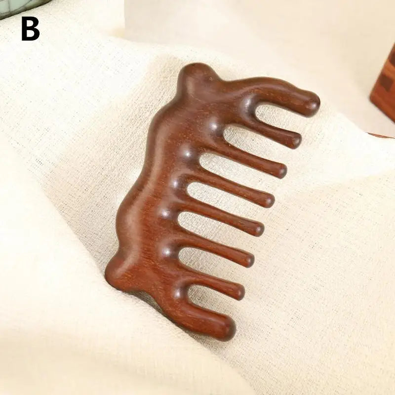 Sandalwood Wide Tooth Guasha Scraping Body Massage Wood Meridian Comb Qme B