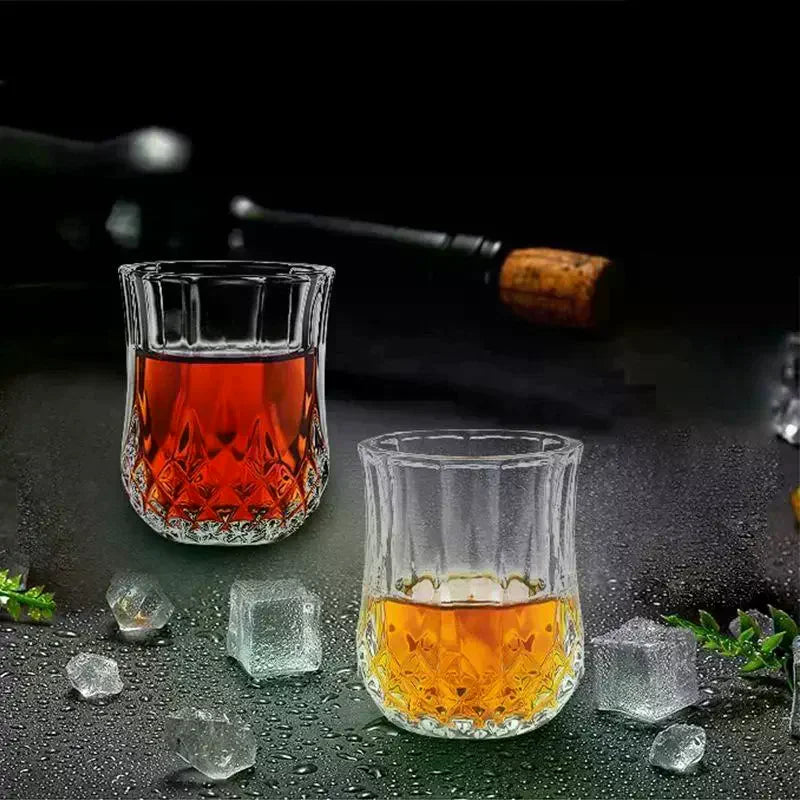 6Pcs 90ml Cup Diamond Cup Plastic European Retro Wine Cup One Mouth Cup Creative Vertical Pattern Cup Qme