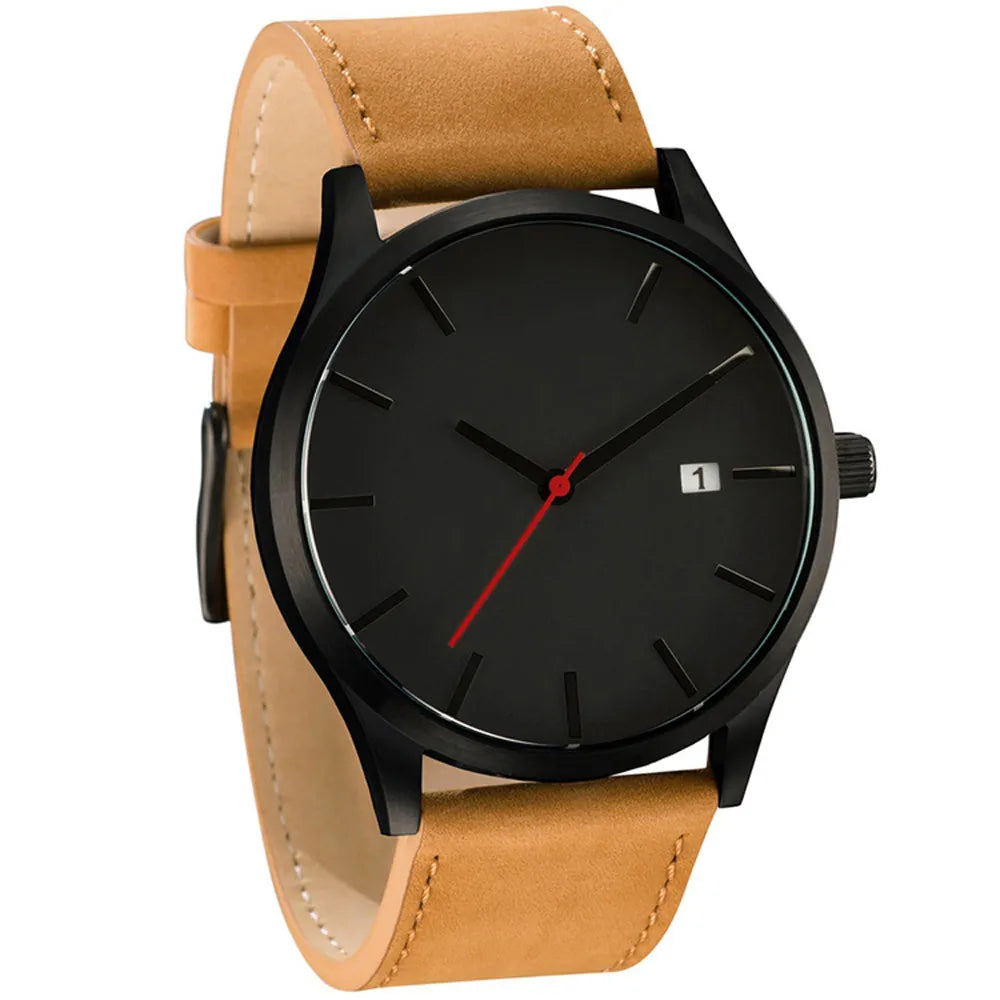 Relogio Masculino Men Watch Fashion Sport Watches New Men's Watch Men Calendar Leather Casual Quartz Clock relojes hombre Qme Brown black