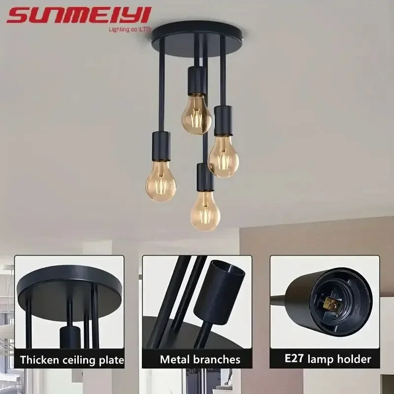 1Pc modern minimalist E27 bulb base ceiling light, bedroom, kitchen, hallway, balcony lighting fixture (without bulb) Qme