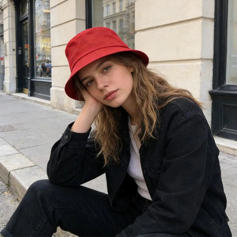 Fisherman Hat Solid Sun Bucket Hats Fot Men Women Anti-UV-Protection Qme