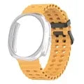Case+Strap for Samsung Galaxy Watch 7 Ultra 47mm Sport Silicone Band Bracelet PC Case Protective Cover for Galaxy Watch 7 Ultra Qme yellow silver Galaxy Watch 7 ultra