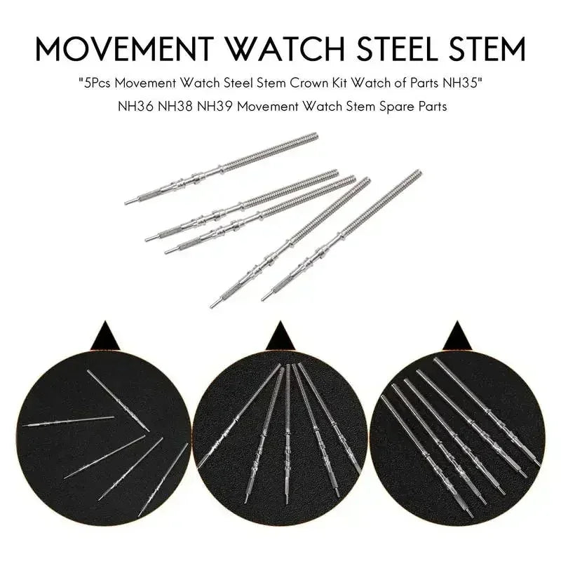 10Pcs 5Pcs Movement Watch Steel Stem Crown Kit Watch Of Parts NH35 NH36 NH38 NH39 Movement Watch Stem Spare Parts Qme