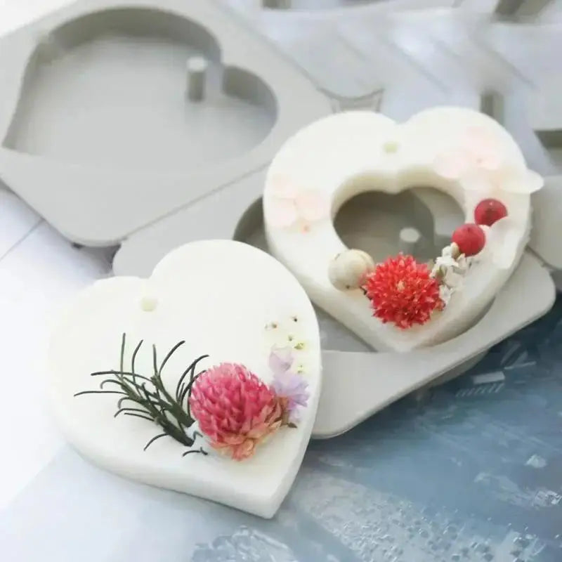 DIY Creative Handmade Silicone Mold Aromatherapy Plaster Soap DIY Cake Decoration 4 Sets Of 2 Hearts Can Be Divided Accessories Qme
