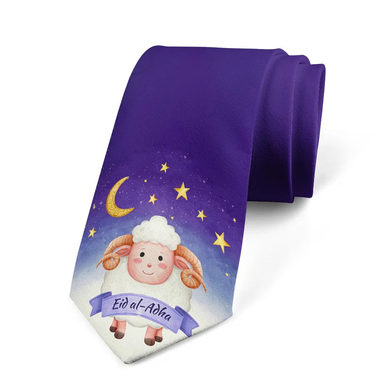 Funny Cartoon Little Sheep Printed Tie Fashion Design Men's Unisex Qme style2