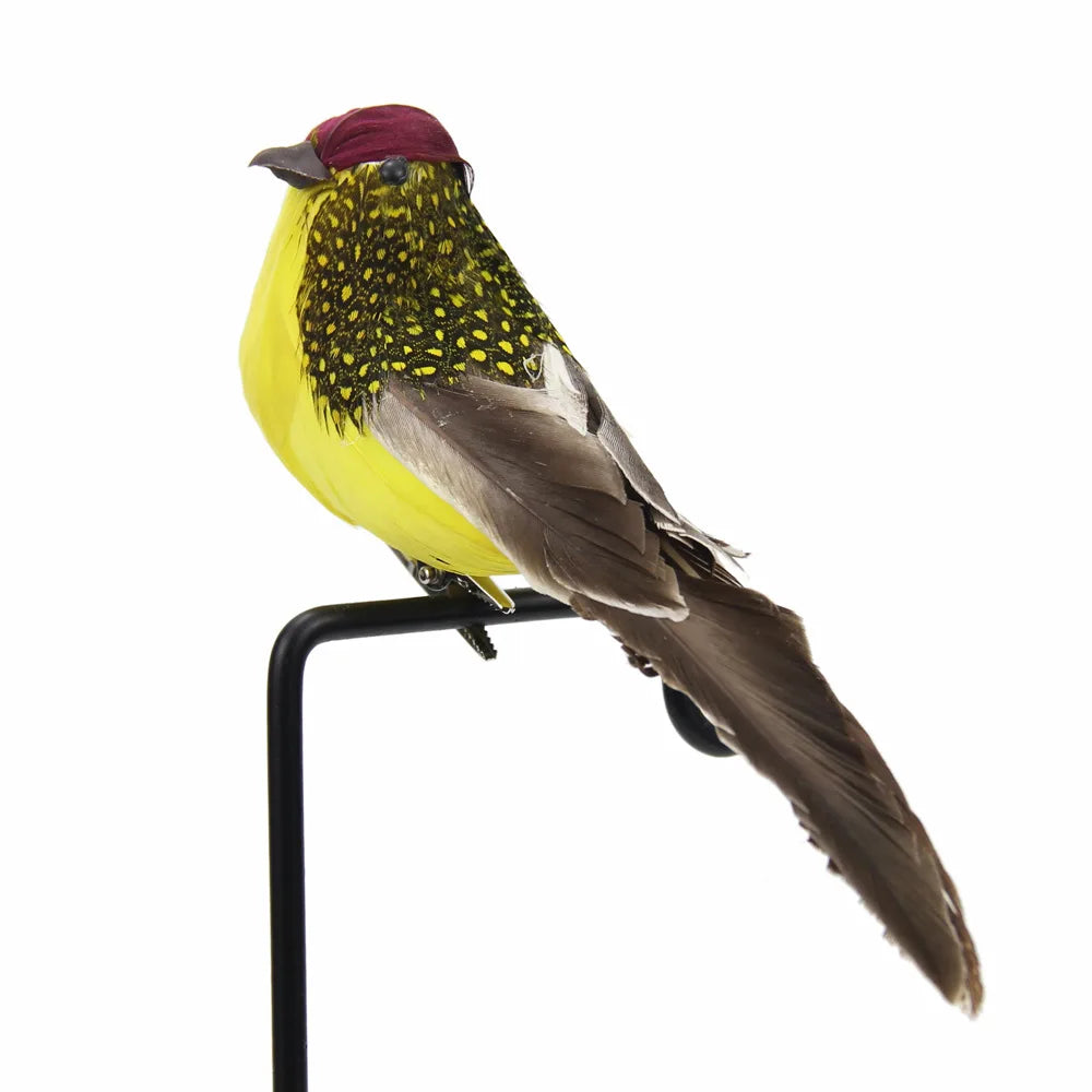 Outdoor Decor Simulation Feather Bird Garden Forest Flower Decoration Bird Foam Feather Products Fake Bird Garden Decoration Qme YELLOW
