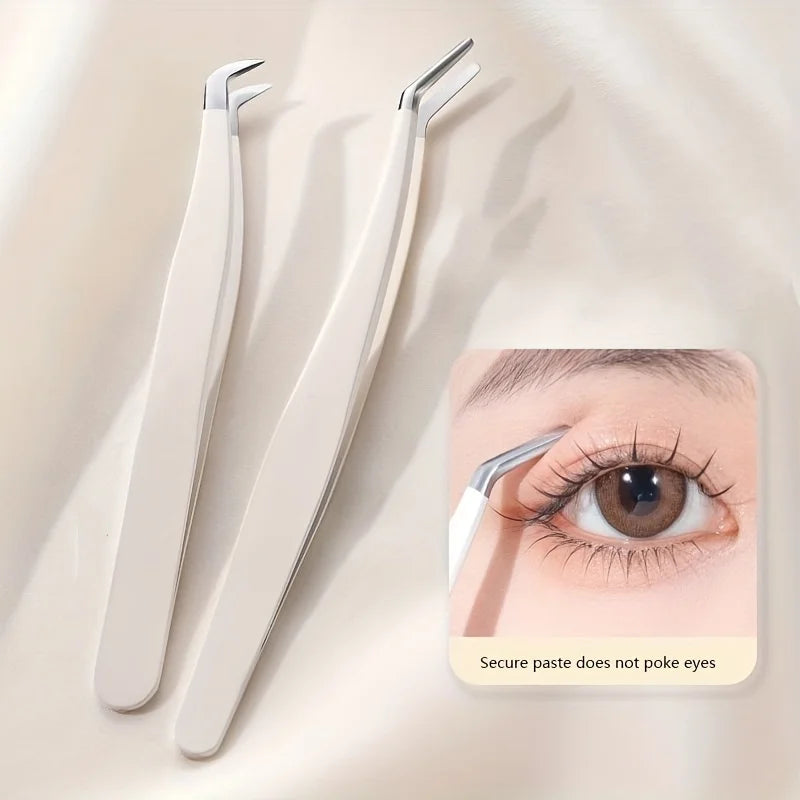 Eyelash Applicator Tool DIY Lash Tweezers Curved Eyelash Tweezers For Easy Lashes Application And Removal Qme