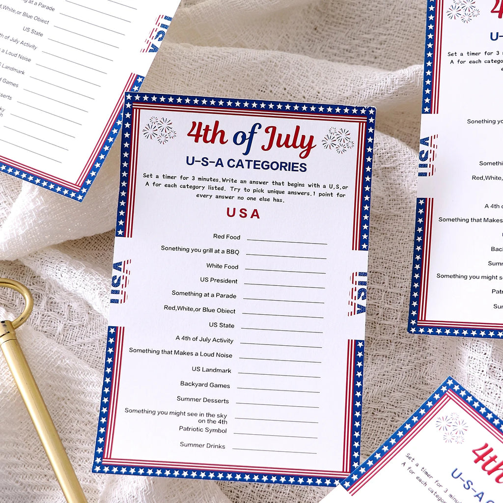 10 50Pcs Independence Day “Usa” Game Cards: Creative Independence Day Gifts and Board Games for Students—Party Supplies Qme
