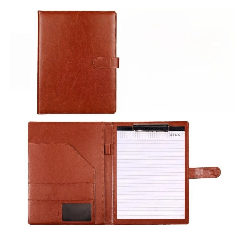 Faux Leather Writing Portfolio Clipboard Cover A4 Letter Legal Pad Qme Brown with notebook