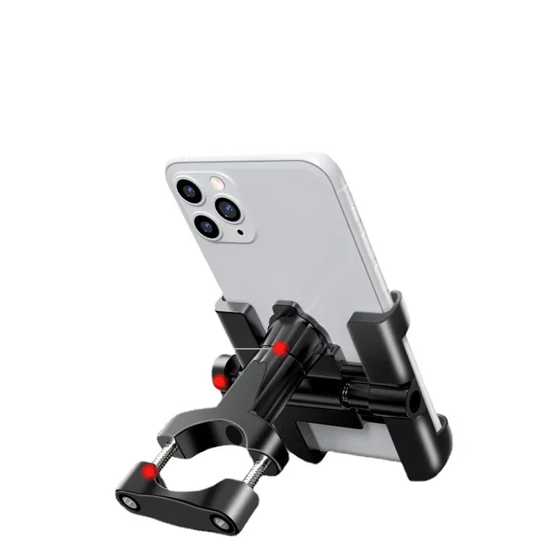 Universal Aluminum Alloy 360 Degrees Rotation Phone Support Bracket Stand for Motorcycle Bike, Black/Gold Qme