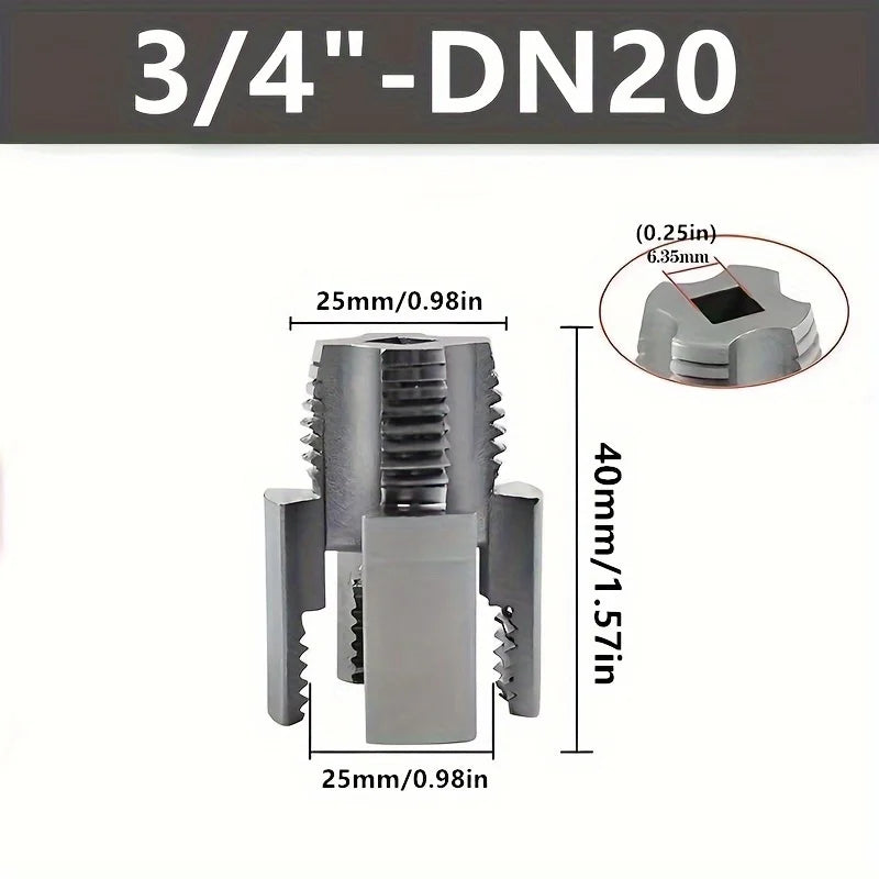 Inner and Outer Water Pipe Integrated Tapper,Hose Screw Thread Repairing Tools, Electric Drill-Type Water Pipe Tapping Equipment Qme