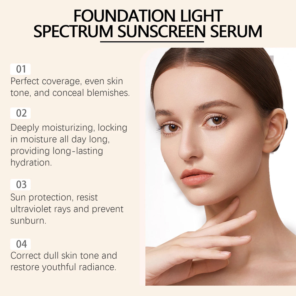 Color Changing Foundation Light Spectrum Sunscreen Serum SPF 50 Concealer Full Coverage Moisturizing Face Makeup Base Cosmetics Qme