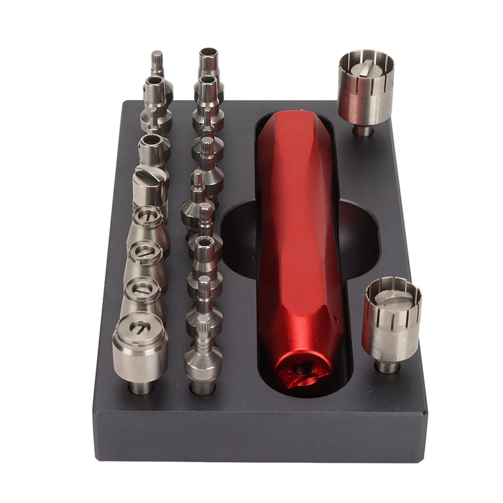 Watch Tube Removing Tool Anti Slip Base Easy Assembly Red Handle Portable Stainless Steel Watch Crown Removing Tool for Store Qme