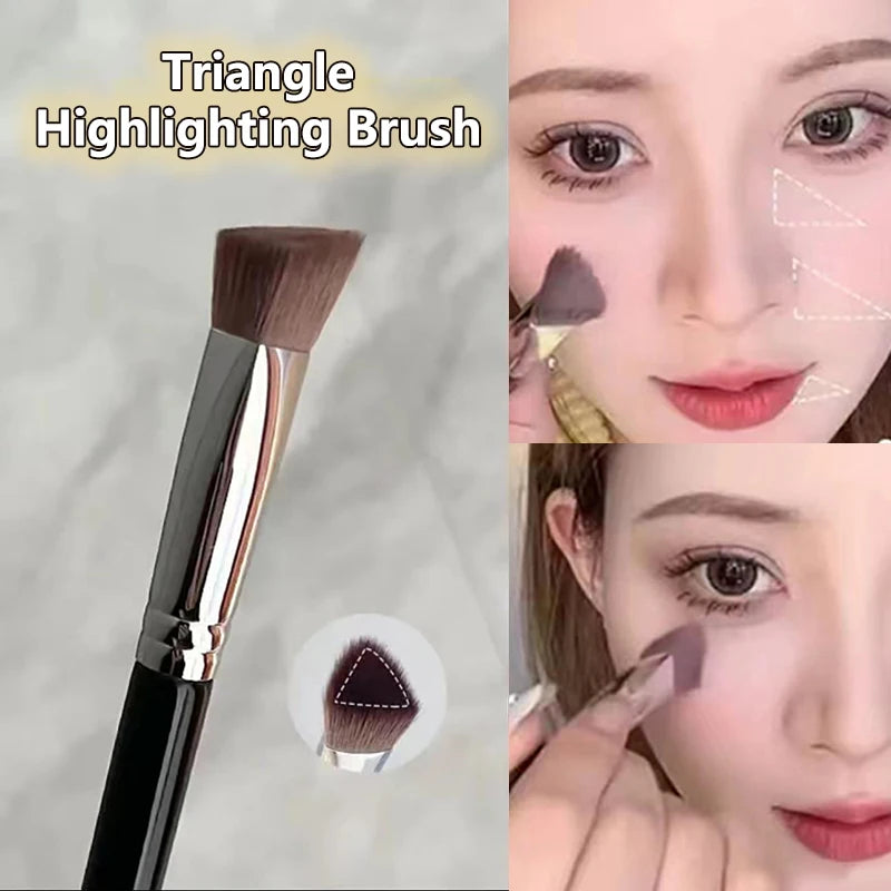 Wooden Handle Foundation Concealer Brush Triangle Premium Contour Qme