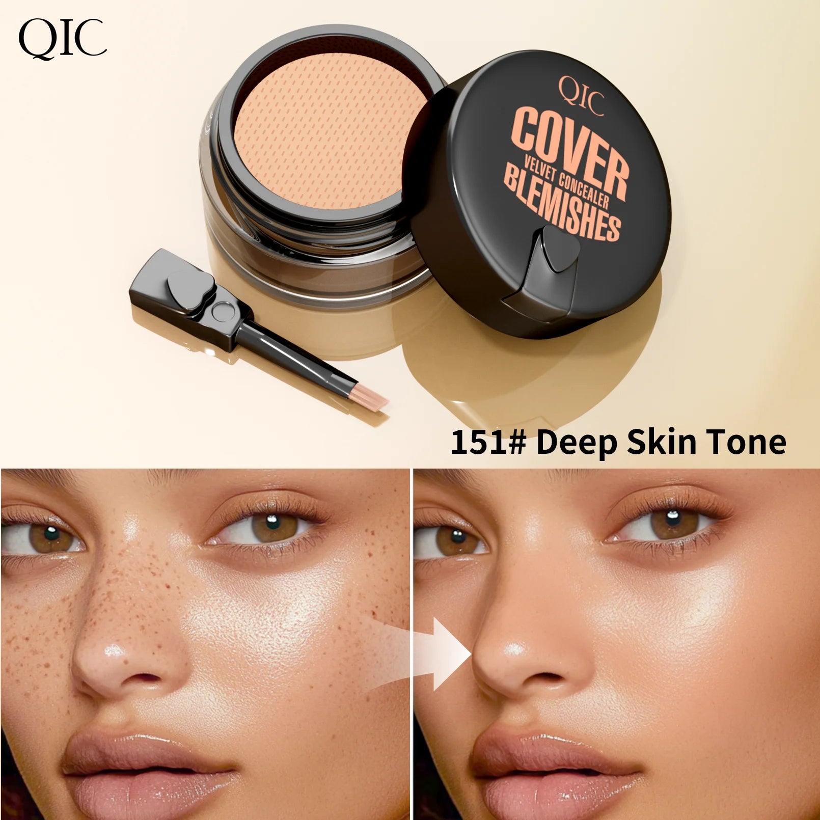 Waterproof & Sweatproof Concealer Cream - Tattoo coverage, Long-Lasting Foundation, Natural,Full coverage, All Skin Types Qme Q528-151
