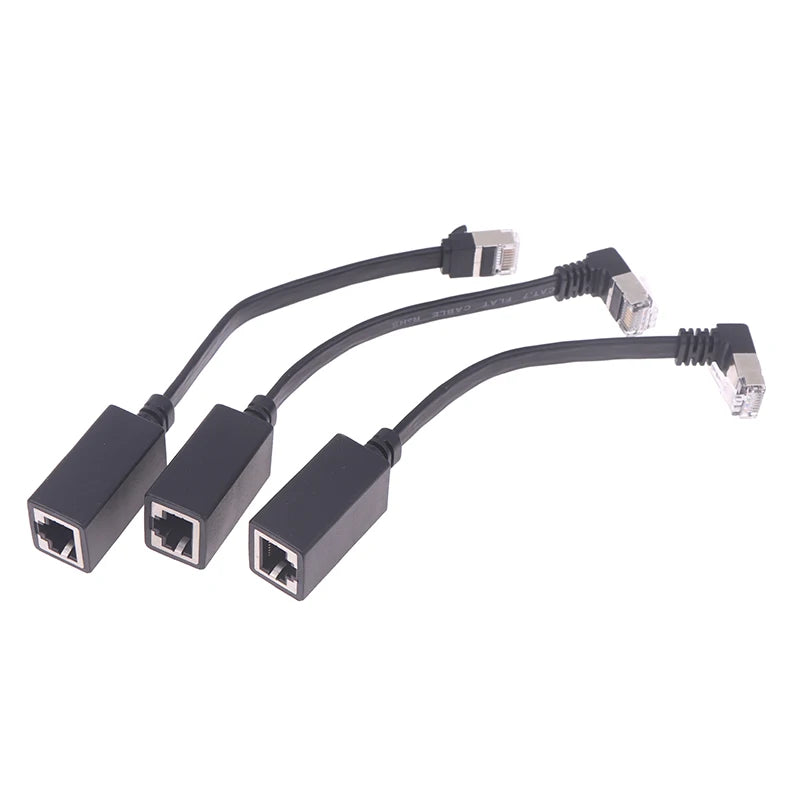 90 Degree CAT7 Network Extension Cable Flat Ultra Right Left Angle Qme