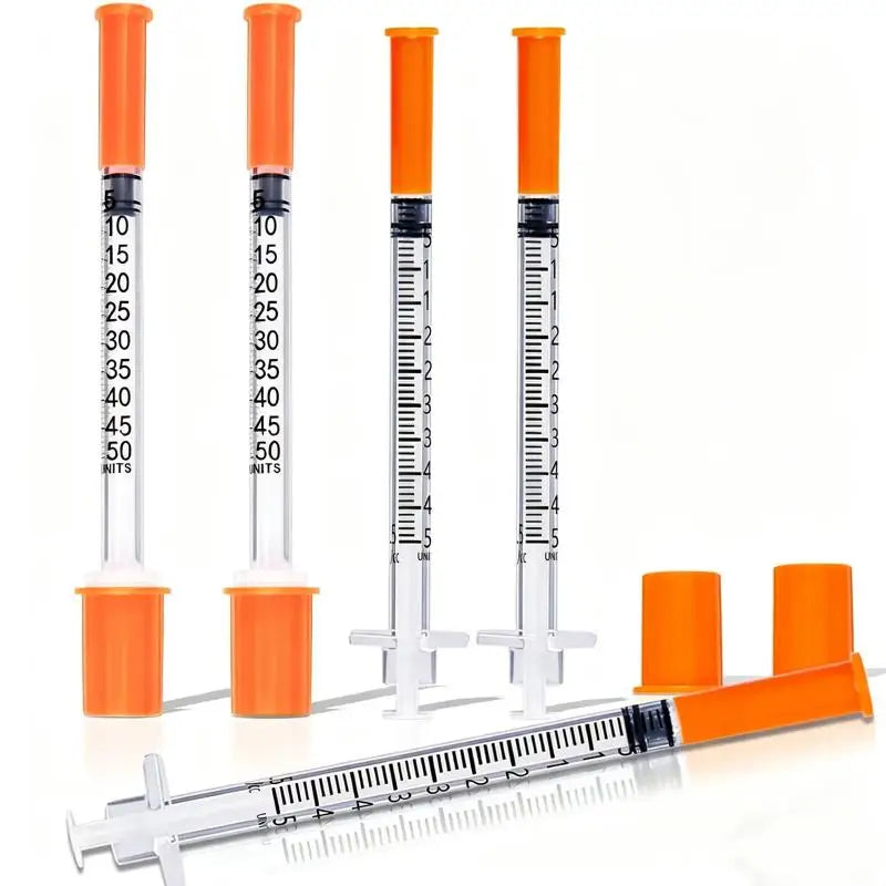 20Pcs Plastic Liquid Dispenser 0.5/1ml Disposable Safety Sterile Insulin Orange Cap Syringe For Pet Animal Qme