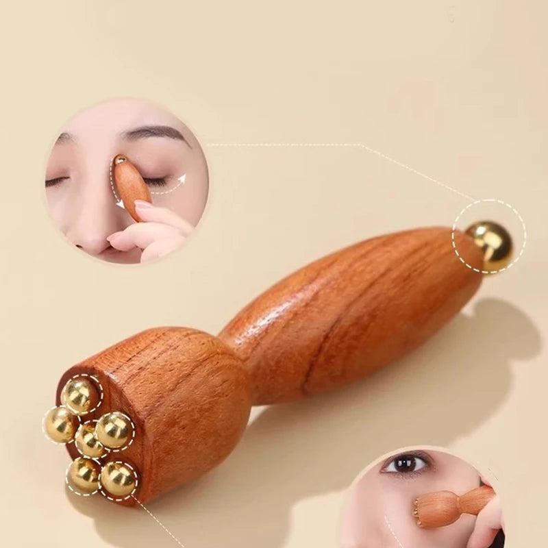 Professional Lotus Seedpod Gua Sha Tool Brass Rosewood Facial Massage Qme