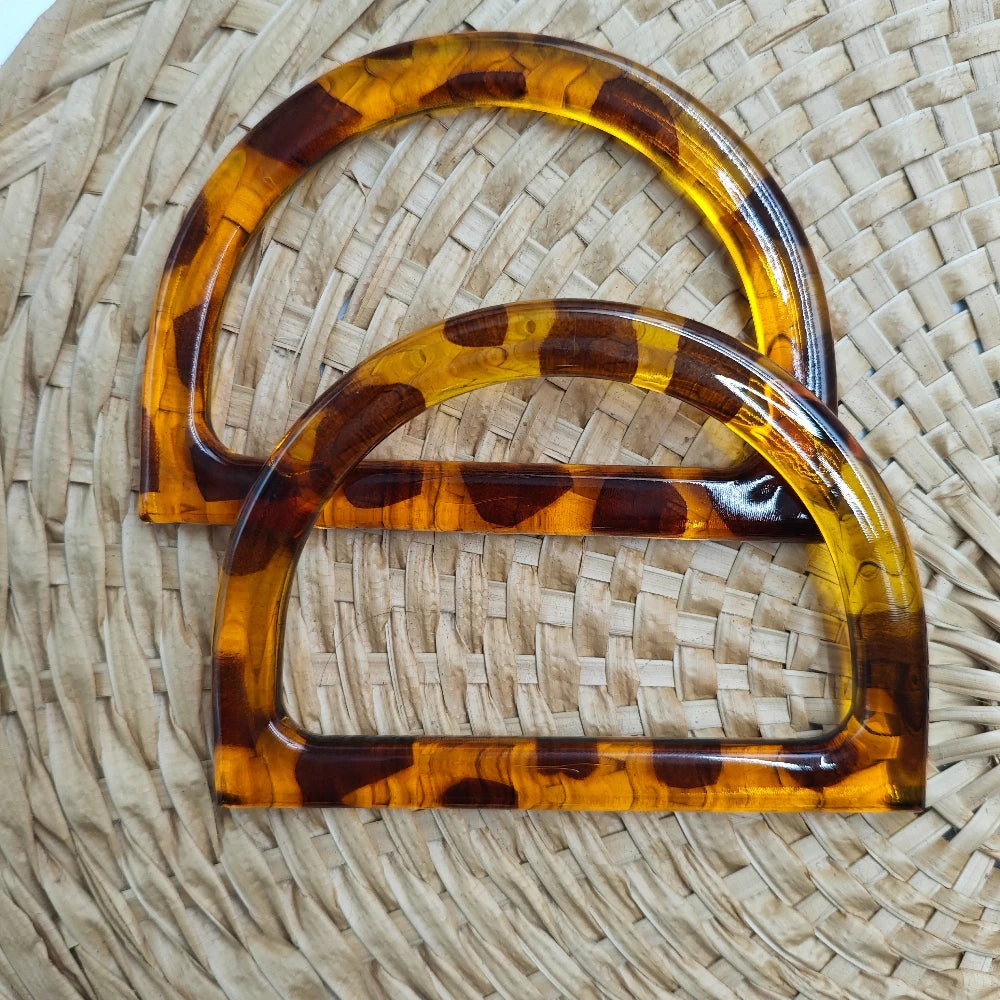 D-Shaped Plastic Handles for Purses & Handbags - Versatile DIY Crafting Supplies， Perfect for Beach Bags, Crochet & Straw Bags Qme leopard print