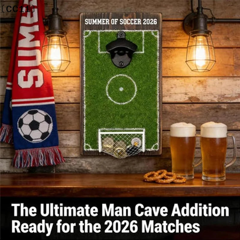 Soccer Field Bottle Opener Wall Decor Magnetic Mounted Beer Cap Qme