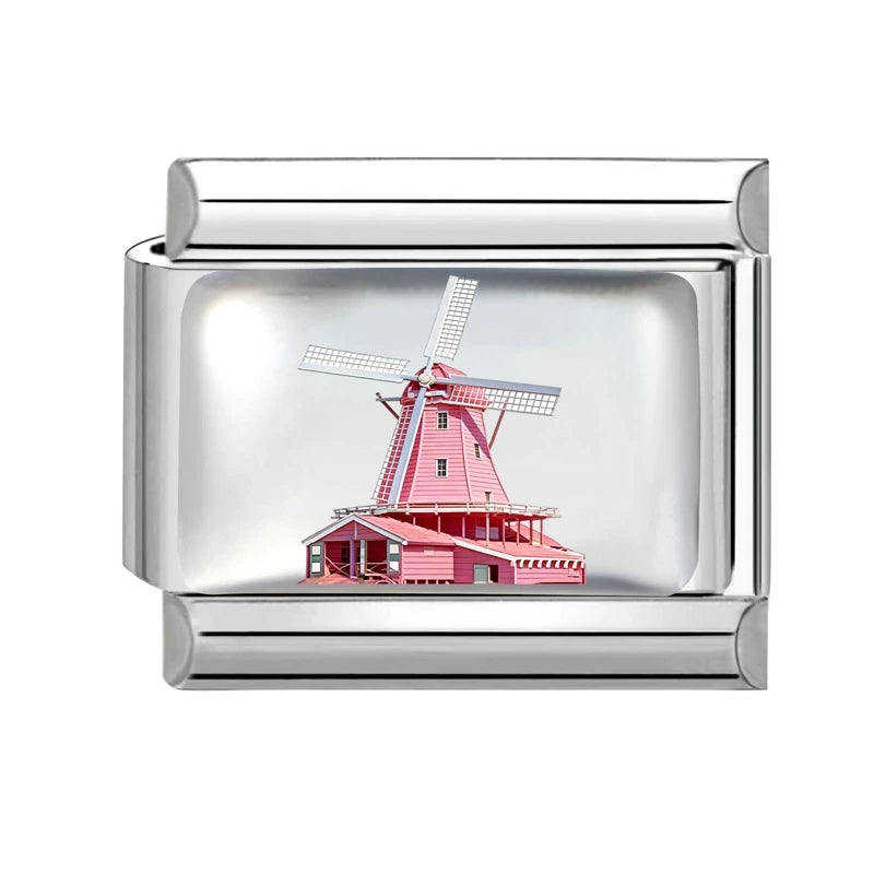 New2026 Hot Fashion Church Tower of Pisa Roman Colosseum Charm Italian Links Fit 9mm Bracelet Stainless Steel Making DIY Jewelry Qme Style 14