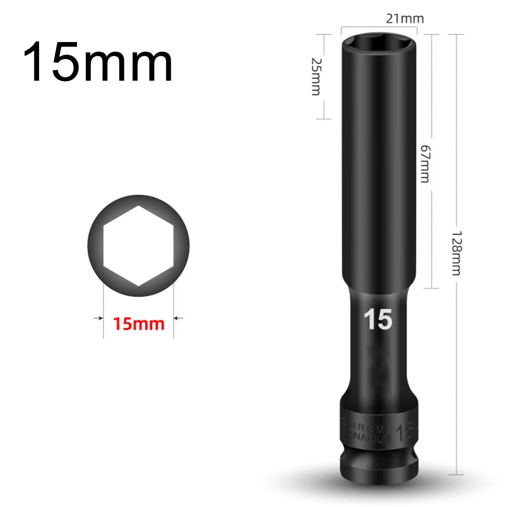 1/2 Drive Socket Wrench Hex Socket Head 8-24mm Adapter Spanner Converter Replacement Parts Tire Removal Tools Accessories Qme 15mm
