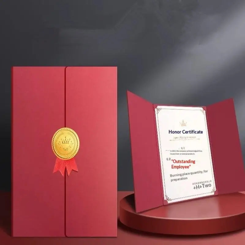 Graduation A4 Award Certificate Holder Three-fold Page Paper Envelope Qme Red
