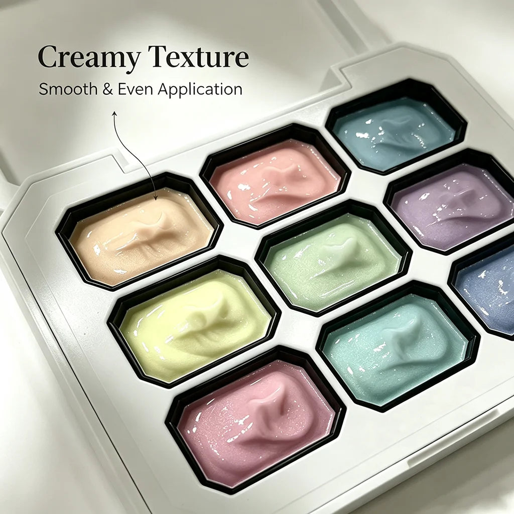 9 Colors Pastel Solid Cream Gel Nail Polish Palette UV LED Soak Off Qme