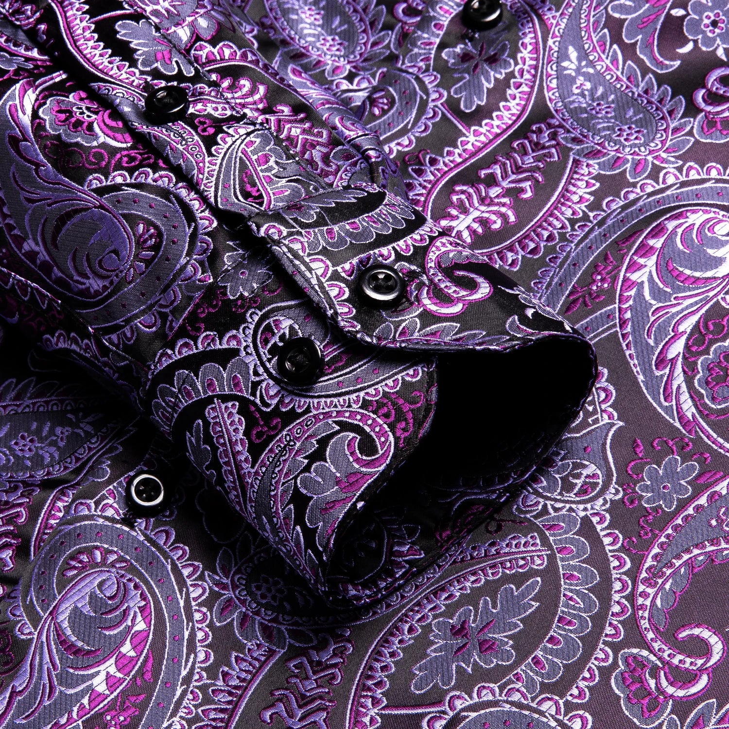 Men's Fashion Luxury Shirt Mixed Purple Paisley Jacquard Pattern Qme