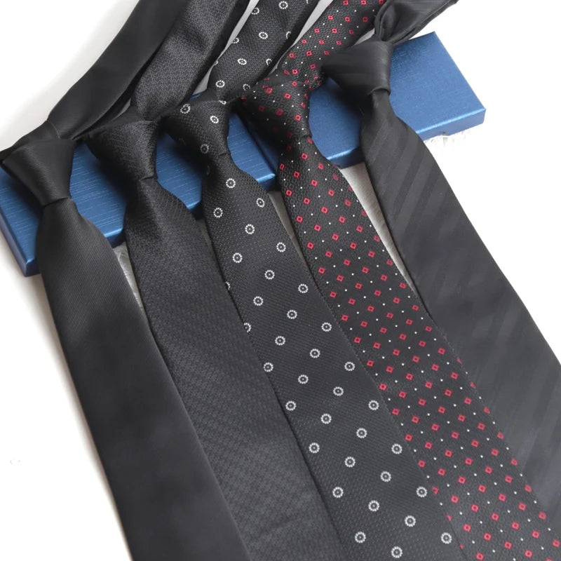 Men Classic Black Tie Luxury 8CM Necktie Stripes Ties for Man Groom Jacquard Woven Elegant Neck Tie for Business Wedding Party Qme
