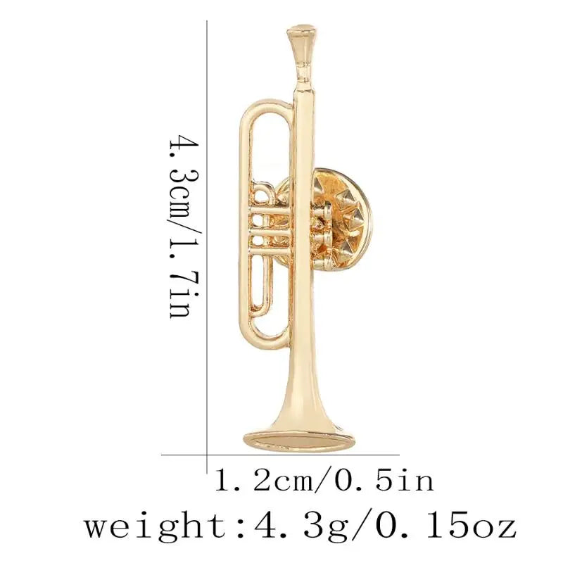 1Pcs Symphony Orchestra Badge Funny Musical Instruments Enamel Brooches Trumpet Clarinet Saxophone Violin Shaped Golden Pins Qme A2