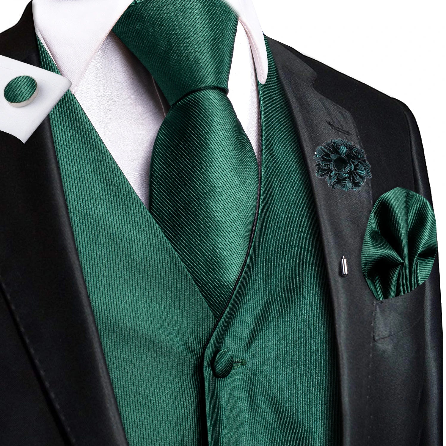Mens Vests Jacquard Waistcoat Neck Tie Hanky Cufflinks Brooch Men Qme MJ-3034-026 M
