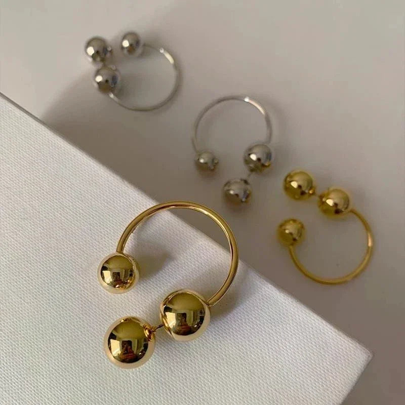 Fashion Temperament Charm Metal Hoop Earring Personality Round Bead Ball Dangle Earring For Women Girls Jewelry Gift Qme