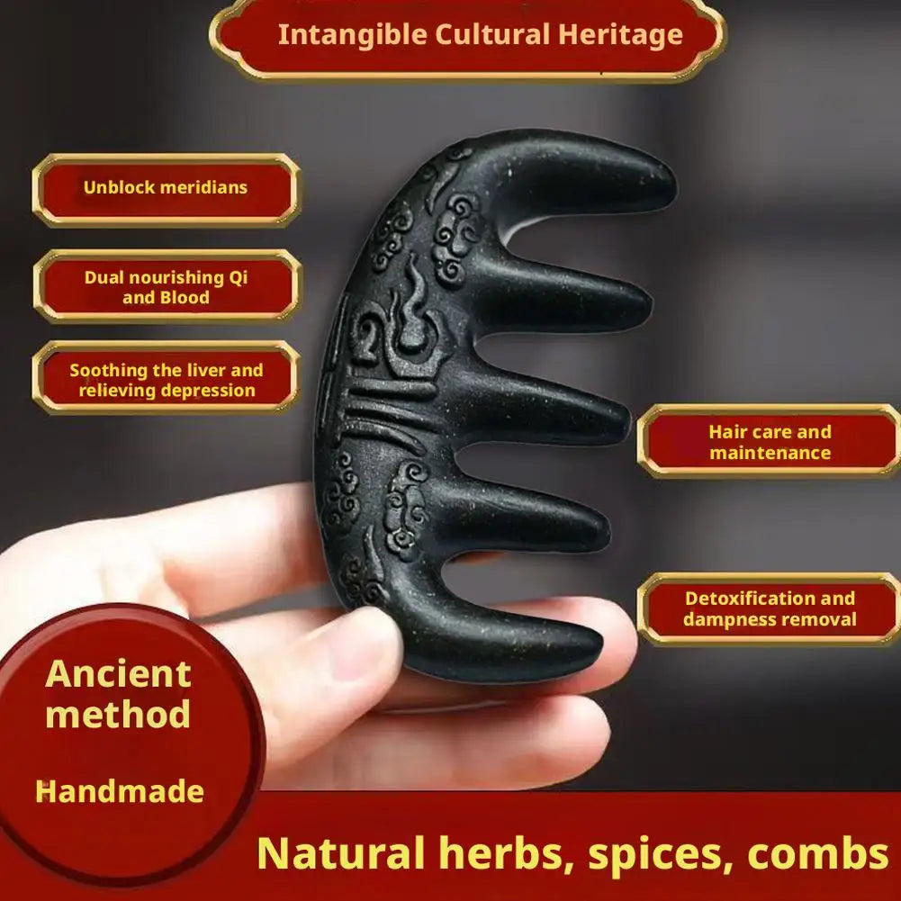 Polygonum Multiflorum Massage Comb Natural Handmade Five-tooth Qme