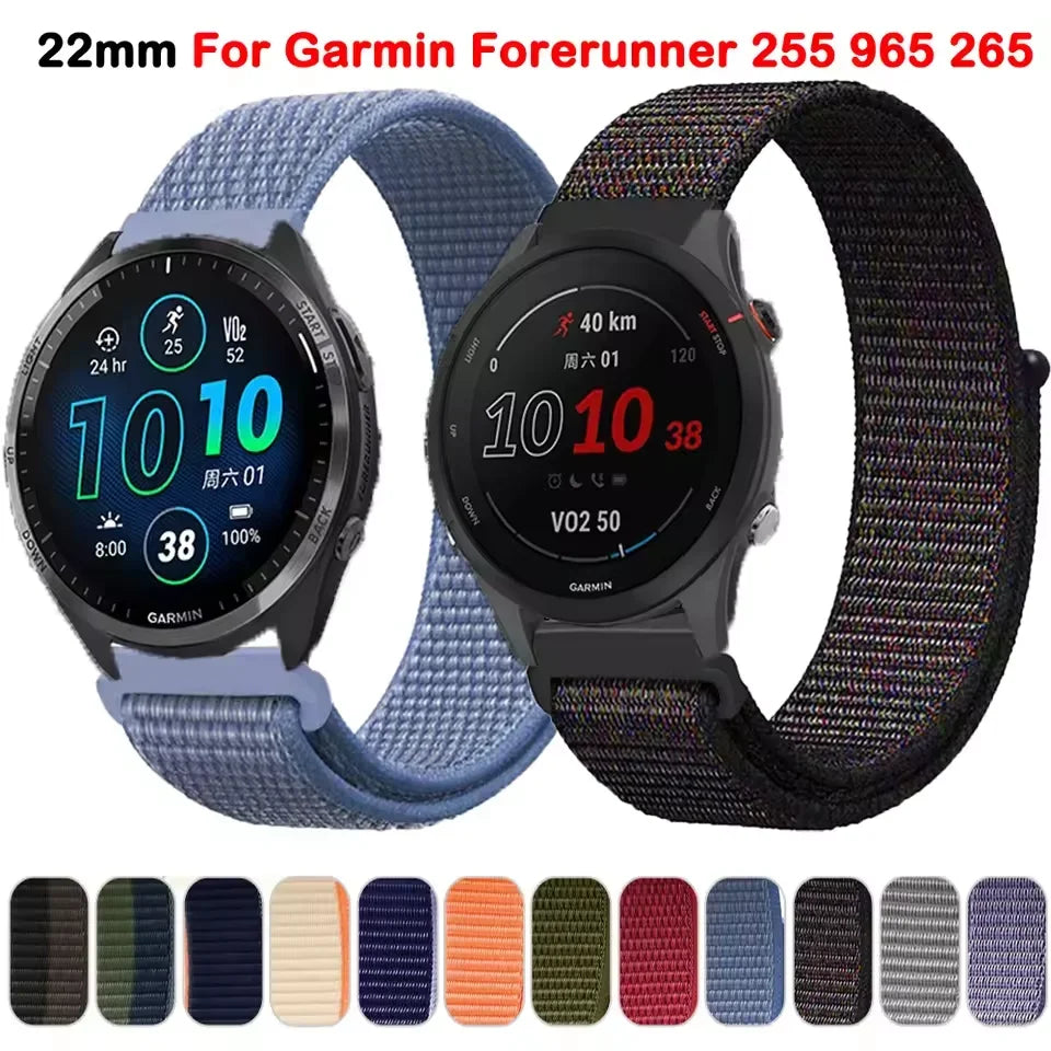 Nylon Loop For Garmin Forerunner 965 255 265 745 Bracelet For Garmin Vivoactive 4/Venu 2 3/Active/Fenix Chronos 22mm 20mm Strap Qme