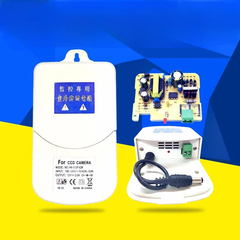 2pcs AC100-240V Professional waterproof surveillance camera power supply DC12V 2000mA ourdoor camera power adapter Qme 2pcs