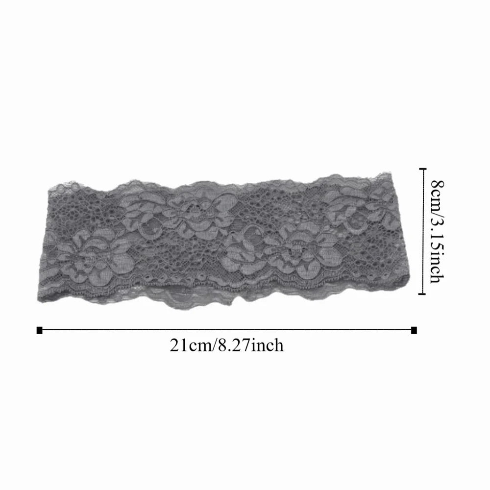 Korean Lace Floral Headbands Solid Spandex Hollow-out Lightweight Qme