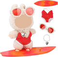 17cm Labubu 4-piece costume set (without dolls), fashionable summer beach costume set, doll costume accessories Qme Red