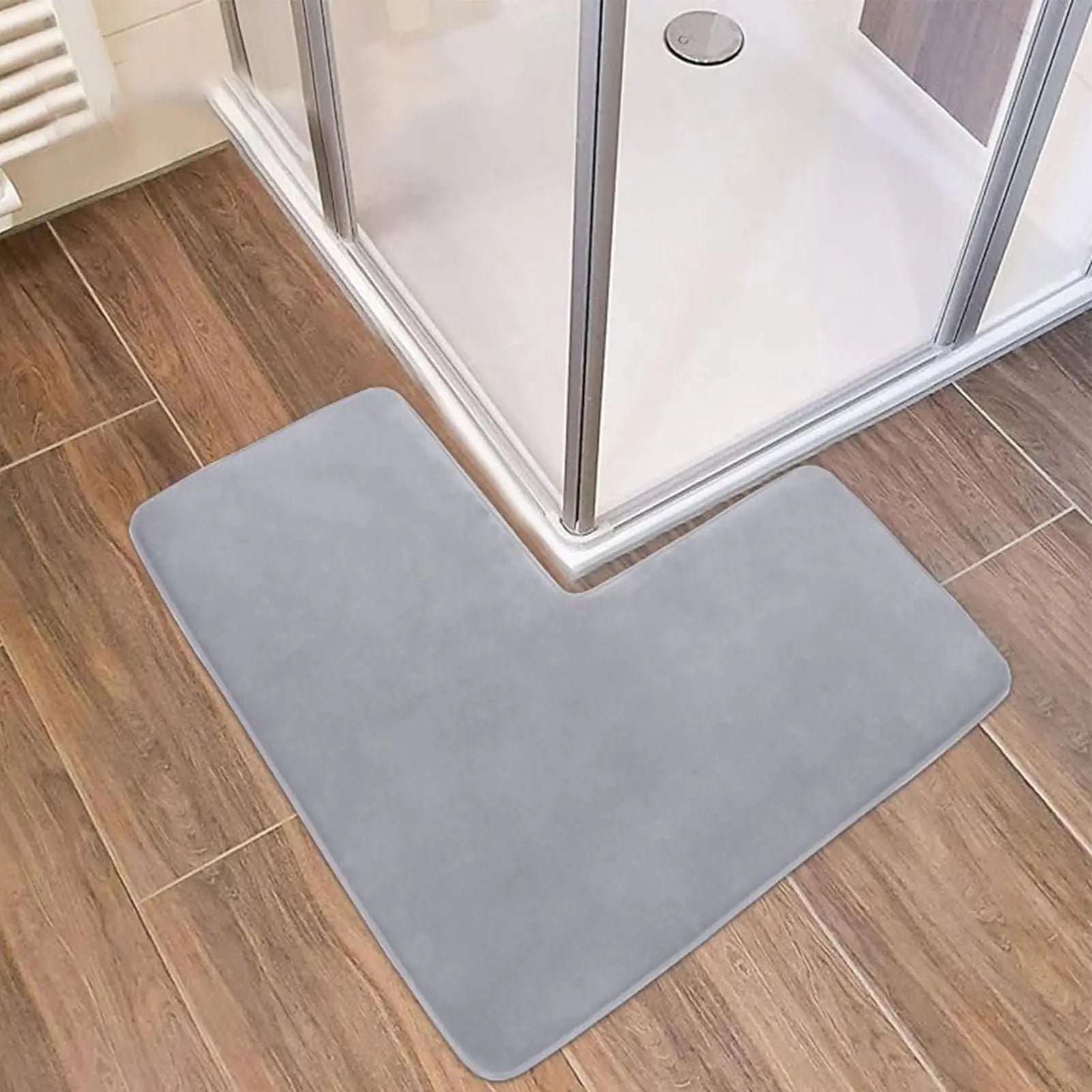 L Shaped Bath Mat Non Slip Soft Quick Dry Absorbent Bath Mat for Home Door Sink Floor Toilet Kitchen Indoor Outdoor Qme