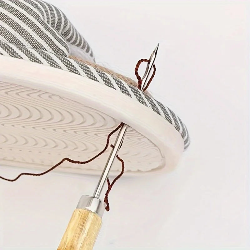 Wooden Handle Sewing Awl, Leather Craft Stitching Tool for Shoe Repair & DIY Projects Qme