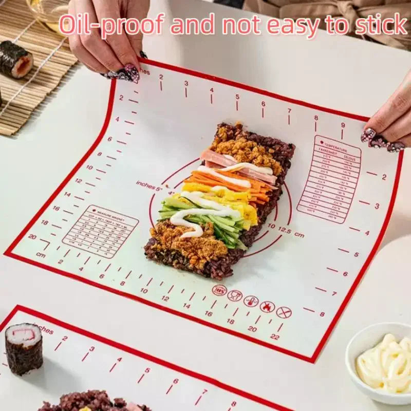 Silicone Baking Mat Pastry Rolling Kneading Pad Kitchen Crepes Pizza Dough Non-Stick Pan Pastry Mat Qme